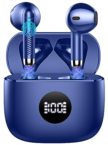 Wireless Earbuds, Bluetooth 5.3 Ear Buds LED Power Display Headphones Bass Stereo, Earbuds in-Ear Noise Cancelling Mic, 40H Playback Mini Case IP7 Waterproof Sports Earphones for Android iOS