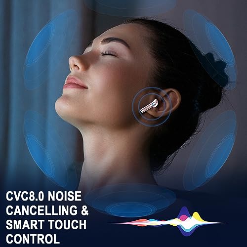 Wireless Earbuds, Bluetooth 5.3 Ear Buds LED Power Display Headphones Bass Stereo, Earbuds in-Ear Noise Cancelling Mic, 40H Playback Mini Case IP7 Waterproof Sports Earphones for Android iOS