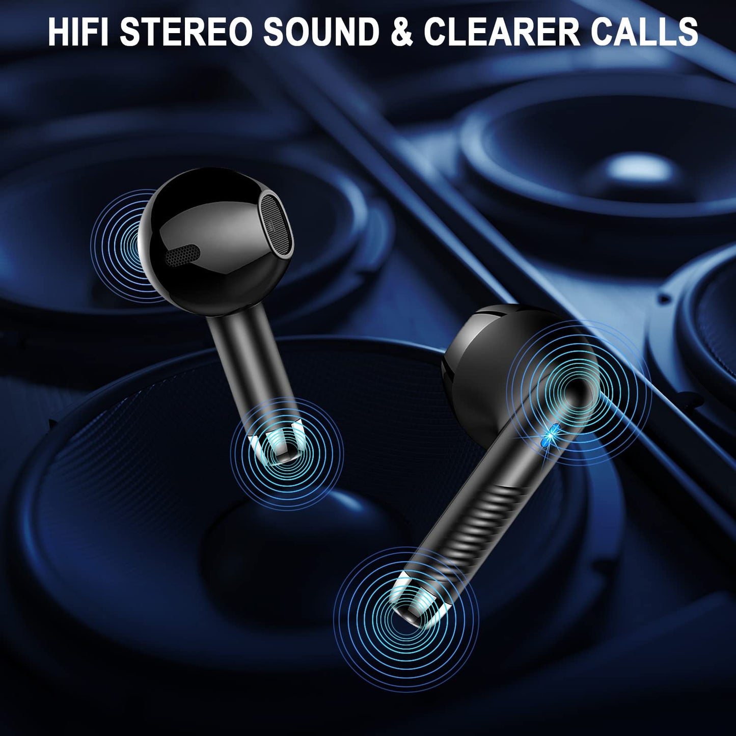 Wireless Earbuds, Bluetooth 5.3 Ear Buds LED Power Display Headphones Bass Stereo, Earbuds in-Ear Noise Cancelling Mic, 40H Playback Mini Case IP7 Waterproof Sports Earphones for Android iOS