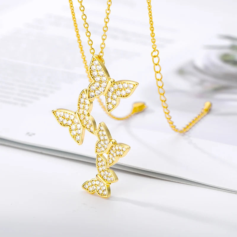 CZ Zircon Butterfly Choker Necklace Collares Chain Kpop Female Jewelry Gift Statement Necklaces For Women