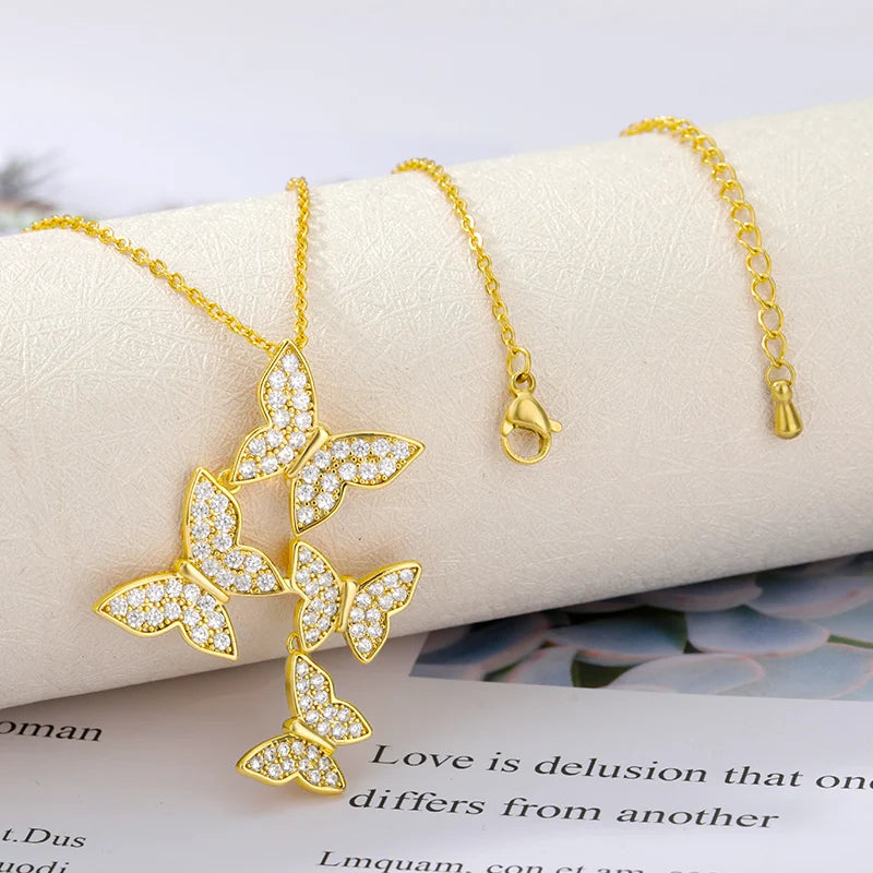 CZ Zircon Butterfly Choker Necklace Collares Chain Kpop Female Jewelry Gift Statement Necklaces For Women