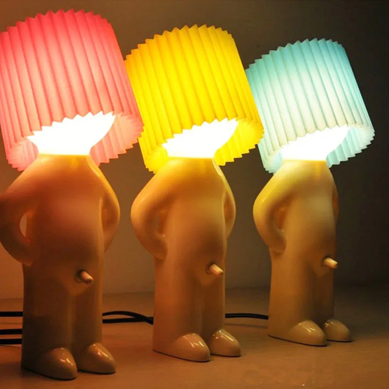 Creative Night Light LED Naughty Boy Bedside Plug-in Energy-Saving Cartoon Table Desktop Lamp Decoration Kids Gift Lighting