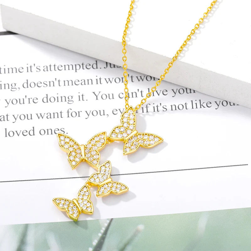 CZ Zircon Butterfly Choker Necklace Collares Chain Kpop Female Jewelry Gift Statement Necklaces For Women