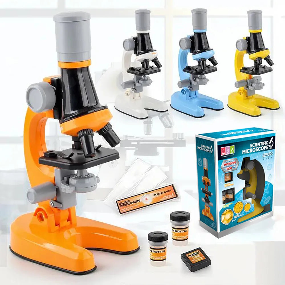 Zoom Children Microscope Biology Lab LED 1200x School Science Experiment Kit Education Scientific Toys Gifts For Kids Scientist