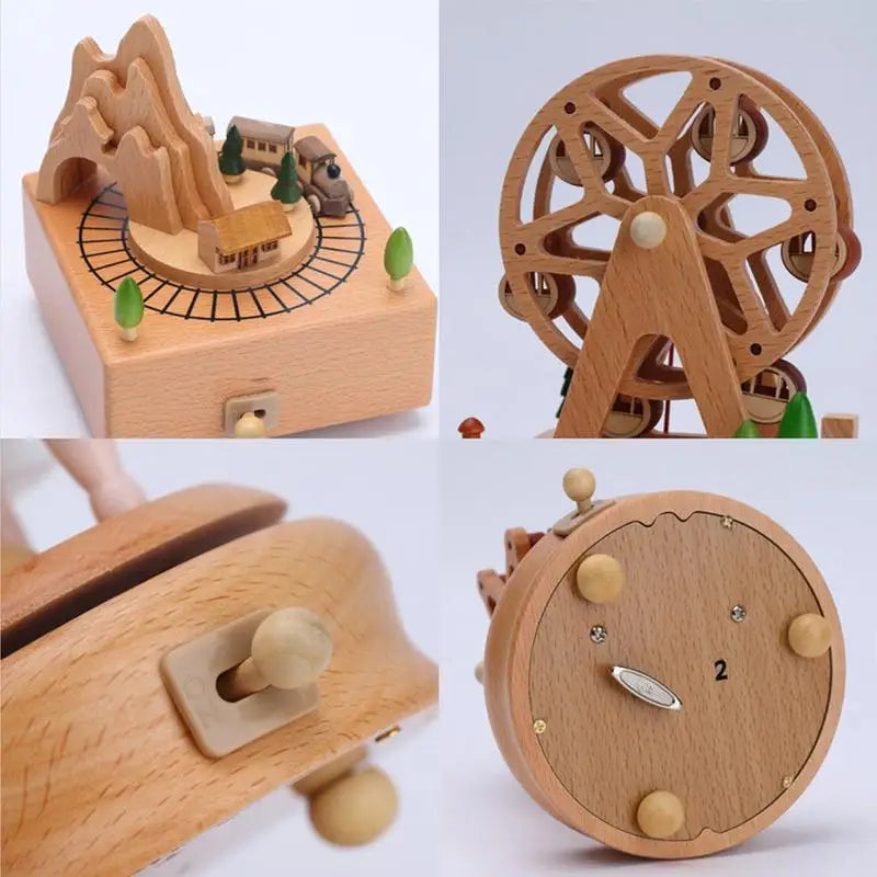 Elegant Wooden Music Box Castle Carousel Musical Box Birthday Christmas Gift For Girlfriend Boyfriend Music Sound Box Present