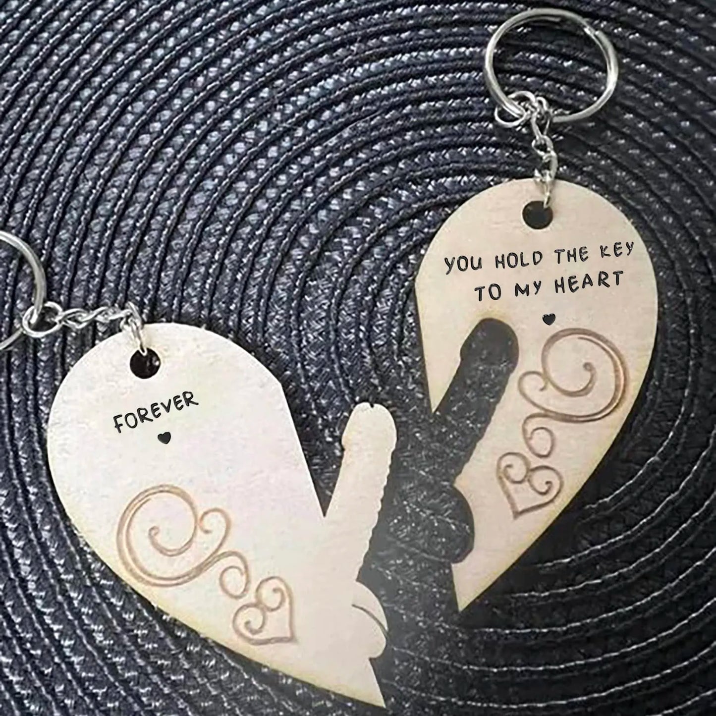 Valentines Couple Keychain You Hold The Key To My Heart Forever For His Hers Boyfriend Girlfriend Birthday Gift Wooden Pendant