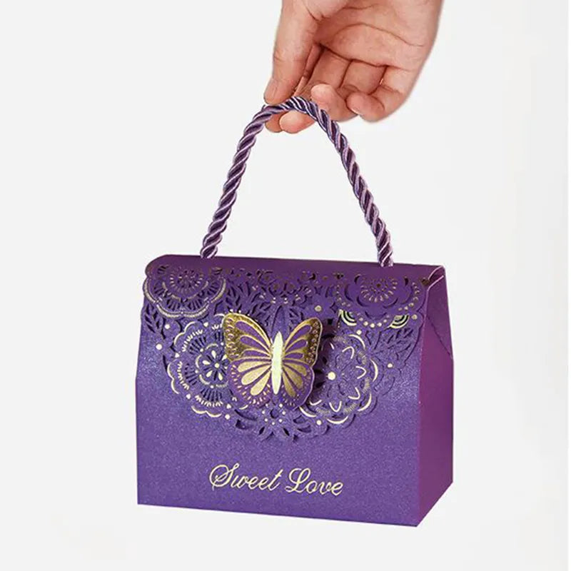 10Pcs Cutout Butterfly Wedding Candy Box Chocolate Party Gift Bag Baby Shower Gift Packaging Box With Handle