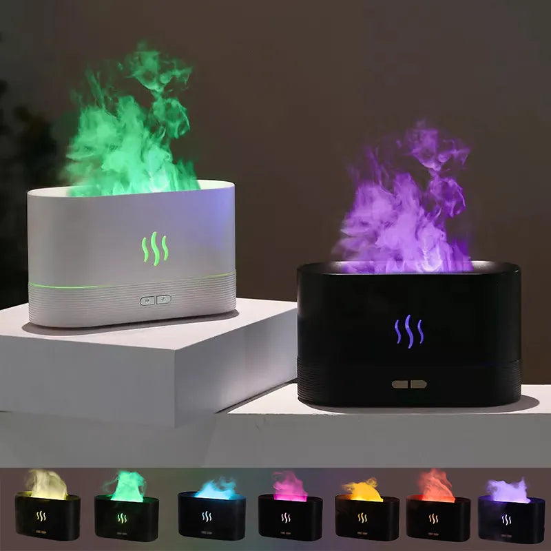 2024 New Flame Air Humidifier USB Aroma Diffuser Room Fragrance Mist Maker Essential Oil Difusors For Home Living Room Office