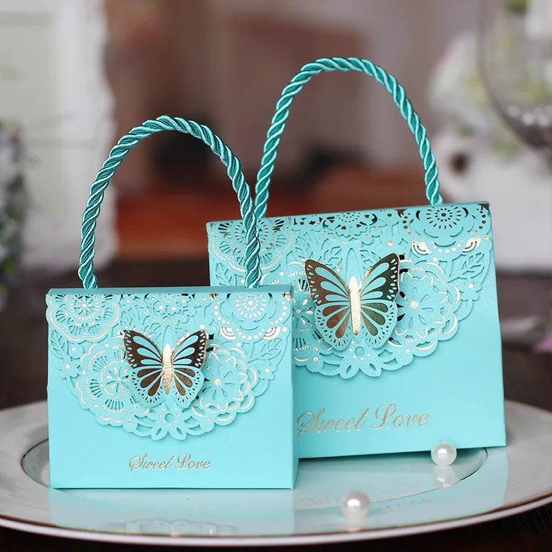 10Pcs Cutout Butterfly Wedding Candy Box Chocolate Party Gift Bag Baby Shower Gift Packaging Box With Handle