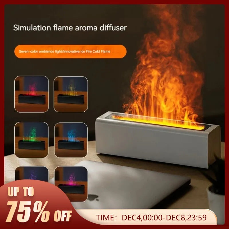 Colorful Simulation Flame Diffuser USB Plug-in Fragrance Office Home Flame Humidification Diffuser Diffuser