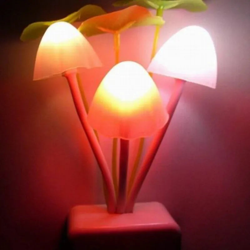 Novelty Creative AC110V-220V night light EU/US Plug Light Sensor 3 LED Colorful Mushroom Lamp Led Color Night Lights