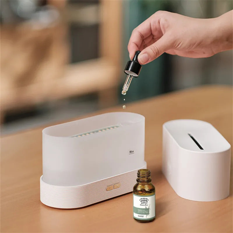 2024 New Flame Air Humidifier USB Aroma Diffuser Room Fragrance Mist Maker Essential Oil Difusors For Home Living Room Office