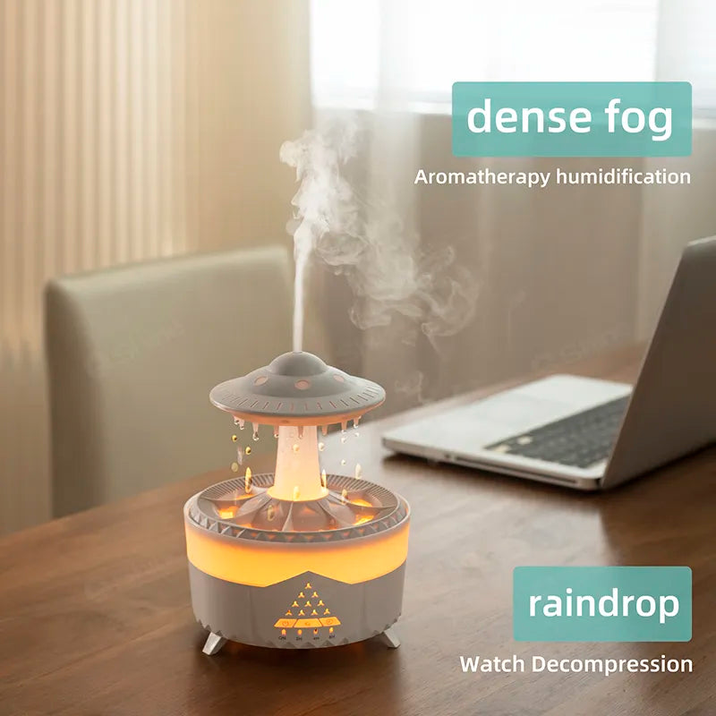 2024 Rain Cloud Humidifier Water Drip with Remote Raindrop Humidifier Rain Cloud Diffuser Mushroon Air Humidifier with Rain Lamp